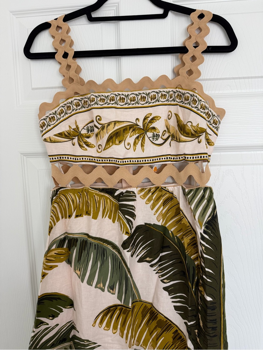 FARM Rio Cream Midi Dress with Green and Olive Leaf Print - Picture 7 of 10